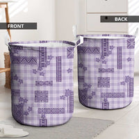 Hawaiian Quilt Tapa On Lilac Palaka Motifs Laundry Basket LT7 - Polynesian Pride