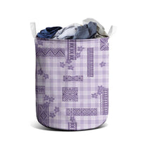 Hawaiian Quilt Tapa On Lilac Palaka Motifs Laundry Basket LT7 - Polynesian Pride