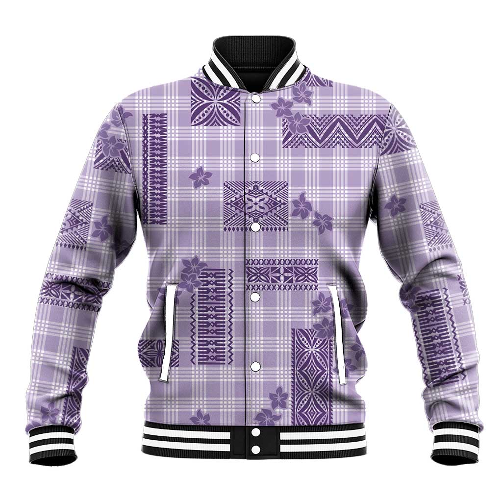 Hawaiian Quilt Tapa On Lilac Palaka Motifs Baseball Jacket LT7 Unisex Lilac - Polynesian Pride