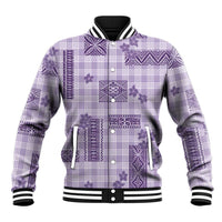 Hawaiian Quilt Tapa On Lilac Palaka Motifs Baseball Jacket LT7 Unisex Lilac - Polynesian Pride