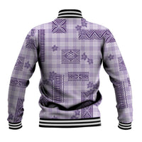 Hawaiian Quilt Tapa On Lilac Palaka Motifs Baseball Jacket LT7 - Polynesian Pride
