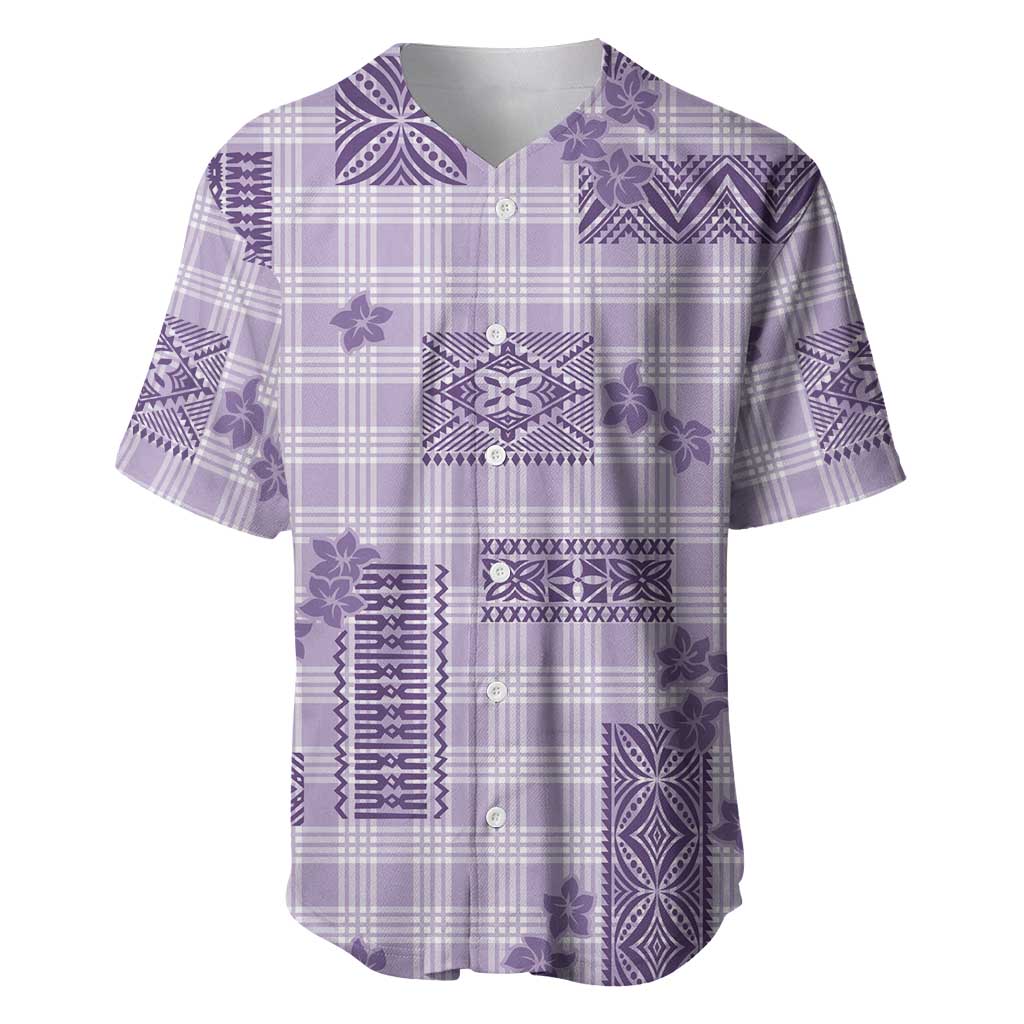 Hawaiian Quilt Tapa On Lilac Palaka Motifs Baseball Jersey LT7 Lilac - Polynesian Pride