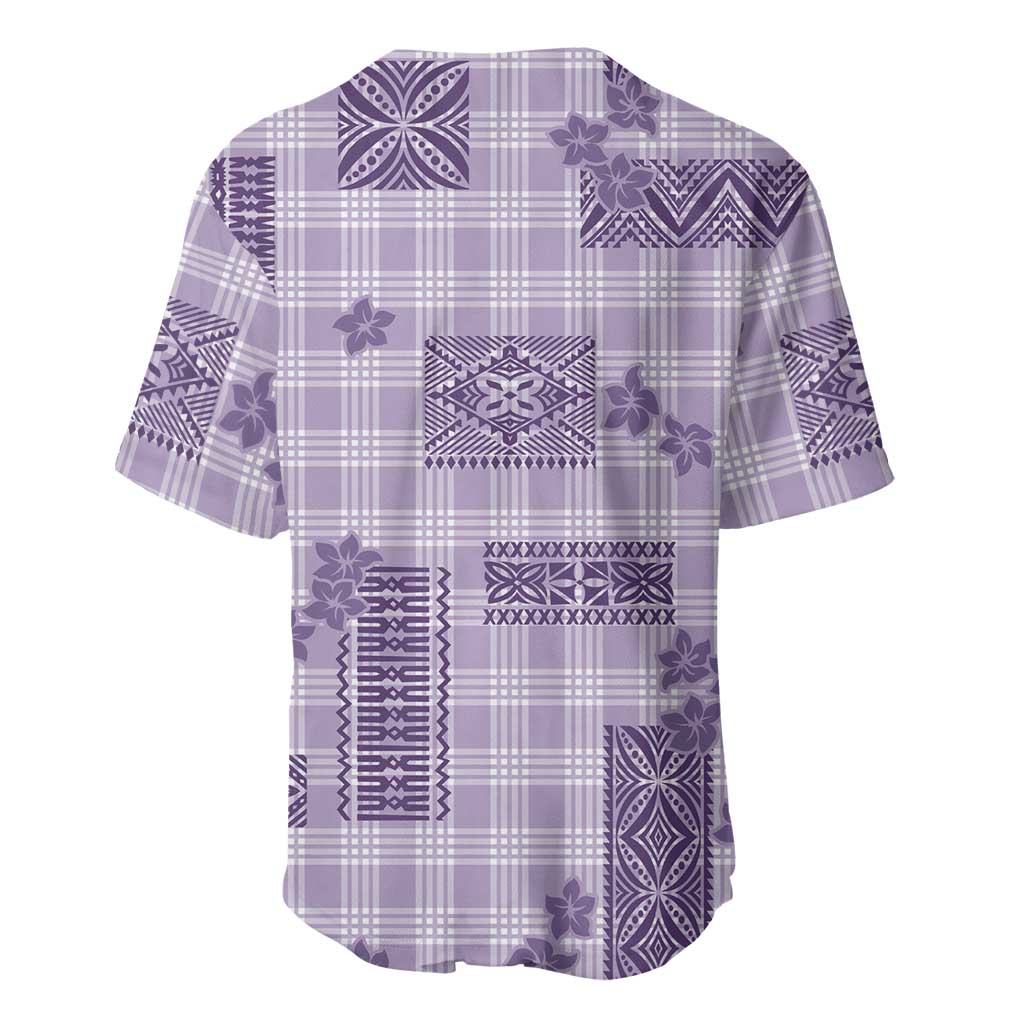 Hawaiian Quilt Tapa On Lilac Palaka Motifs Baseball Jersey LT7 - Polynesian Pride
