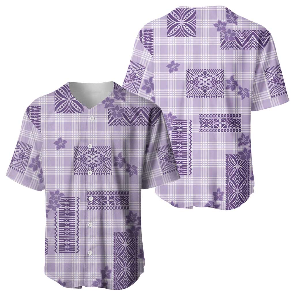 Hawaiian Quilt Tapa On Lilac Palaka Motifs Baseball Jersey LT7 - Polynesian Pride
