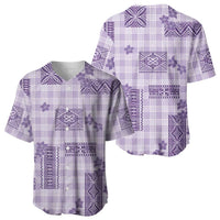 Hawaiian Quilt Tapa On Lilac Palaka Motifs Baseball Jersey LT7 - Polynesian Pride
