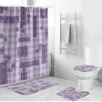 Hawaiian Quilt Tapa On Lilac Palaka Motifs Bathroom Set LT7 Bathroom Set (4 pcs) Lilac - Polynesian Pride