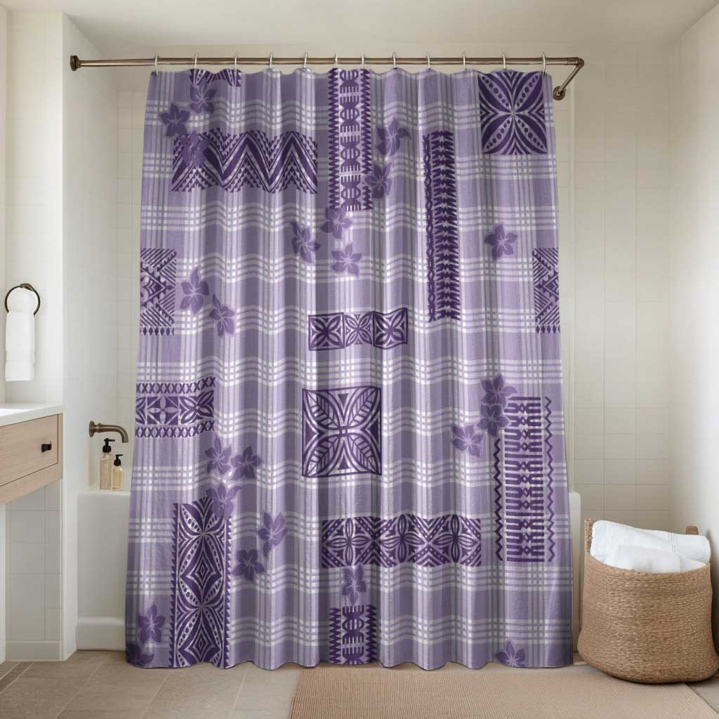 Hawaiian Quilt Tapa On Lilac Palaka Motifs Bathroom Set LT7 Shower Curtain Only Lilac - Polynesian Pride