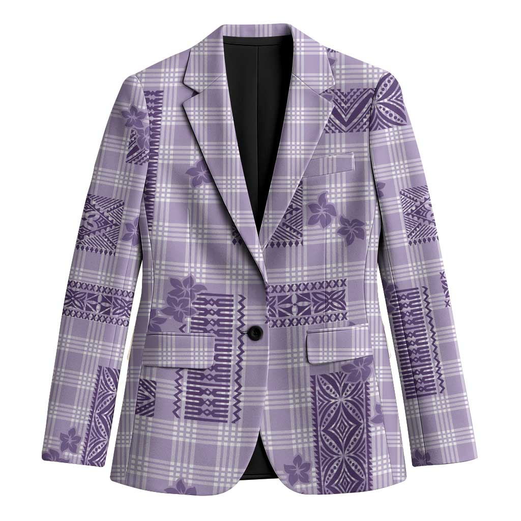 Hawaiian Quilt Tapa On Lilac Palaka Motifs Blazer LT7 Unisex Lilac - Polynesian Pride