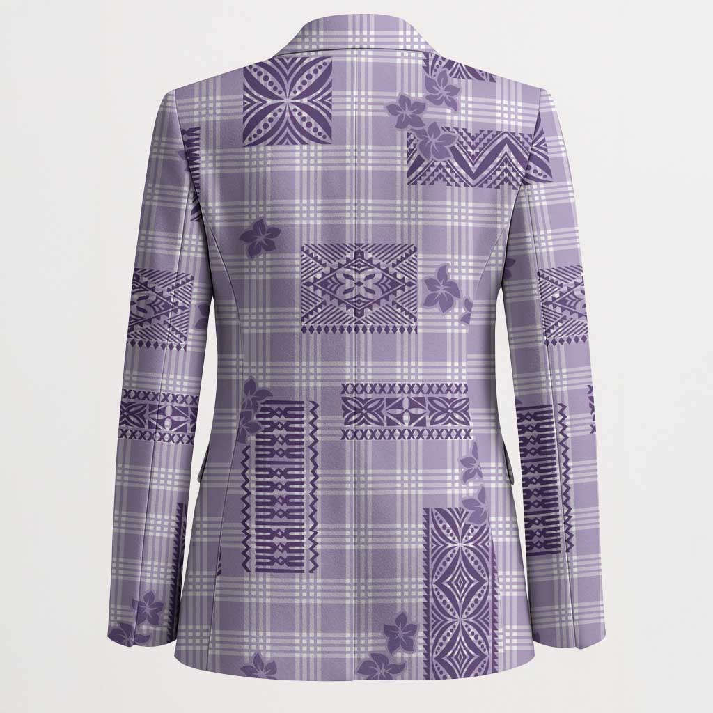 Hawaiian Quilt Tapa On Lilac Palaka Motifs Blazer LT7 - Polynesian Pride