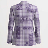 Hawaiian Quilt Tapa On Lilac Palaka Motifs Blazer LT7 - Polynesian Pride