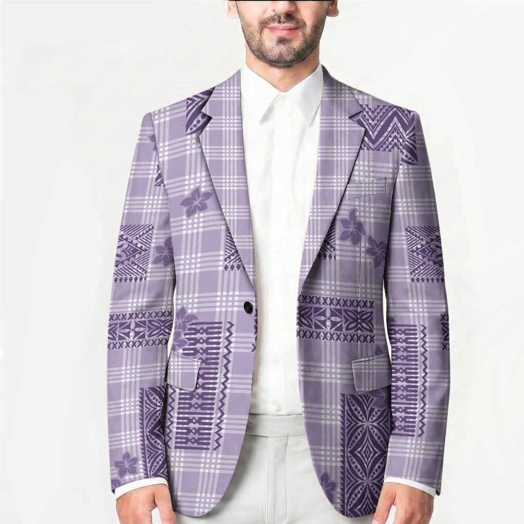 Hawaiian Quilt Tapa On Lilac Palaka Motifs Blazer LT7 - Polynesian Pride
