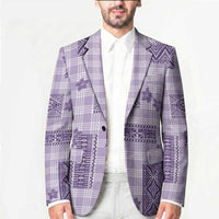 Hawaiian Quilt Tapa On Lilac Palaka Motifs Blazer LT7 - Polynesian Pride
