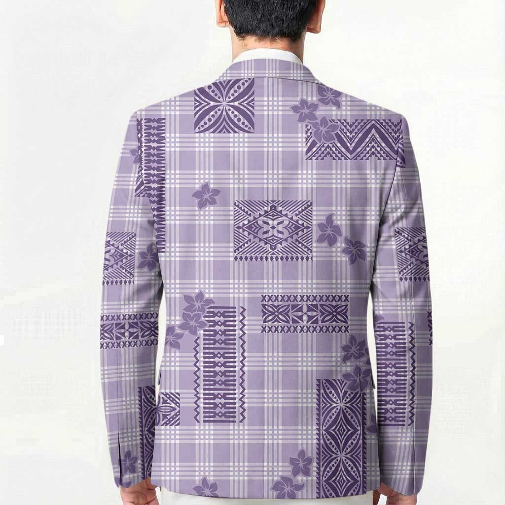 Hawaiian Quilt Tapa On Lilac Palaka Motifs Blazer LT7 - Polynesian Pride