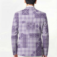 Hawaiian Quilt Tapa On Lilac Palaka Motifs Blazer LT7 - Polynesian Pride