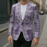 Hawaiian Quilt Tapa On Lilac Palaka Motifs Blazer LT7 - Polynesian Pride