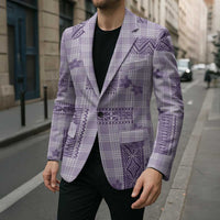 Hawaiian Quilt Tapa On Lilac Palaka Motifs Blazer LT7 - Polynesian Pride