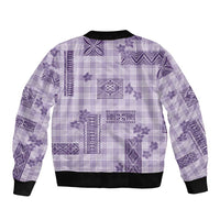 Hawaiian Quilt Tapa On Lilac Palaka Motifs Bomber Jacket LT7 - Polynesian Pride
