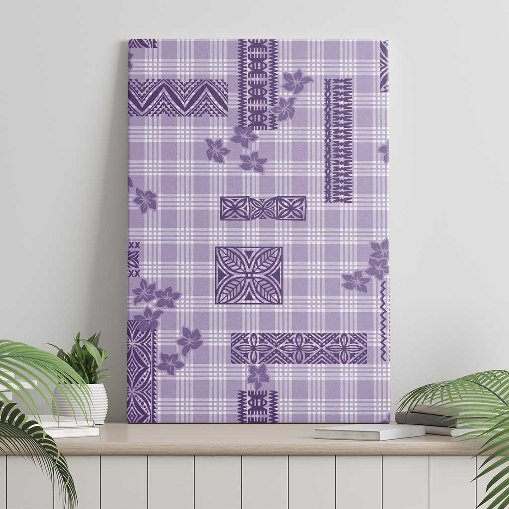 Hawaiian Quilt Tapa On Lilac Palaka Motifs Canvas Wall Art LT7 - Polynesian Pride