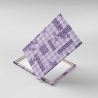 Hawaiian Quilt Tapa On Lilac Palaka Motifs Canvas Wall Art LT7 With Frame Lilac - Polynesian Pride