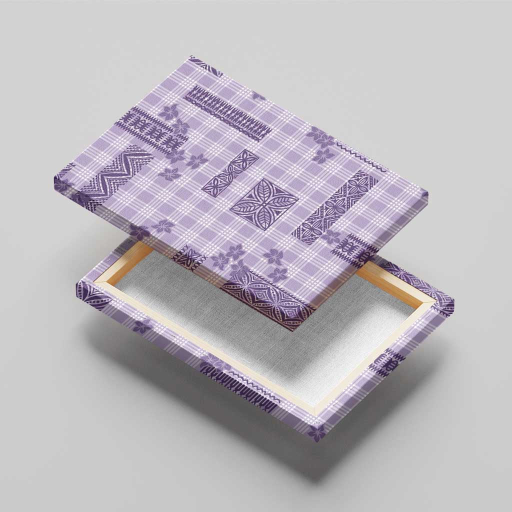 Hawaiian Quilt Tapa On Lilac Palaka Motifs Canvas Wall Art LT7 - Polynesian Pride