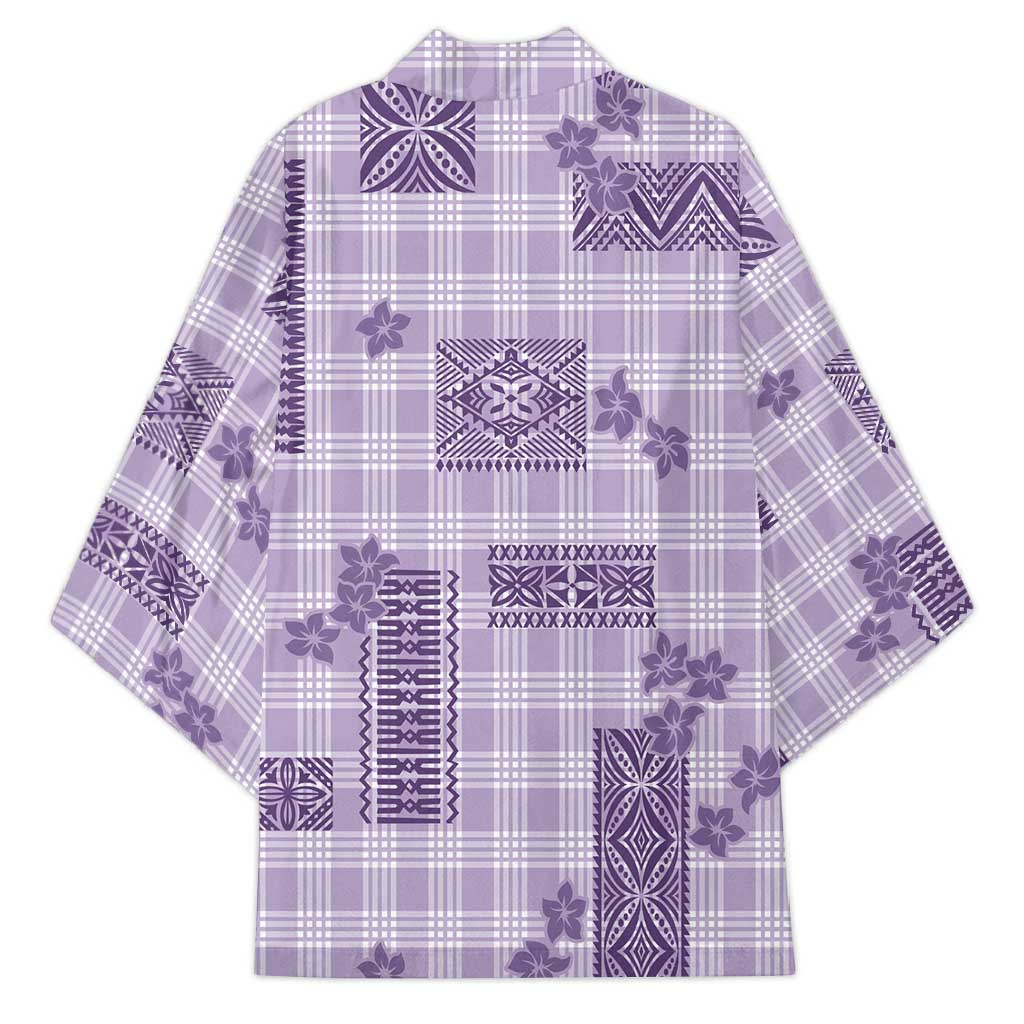 Hawaiian Quilt Tapa On Lilac Palaka Motifs Kimono LT7 - Polynesian Pride