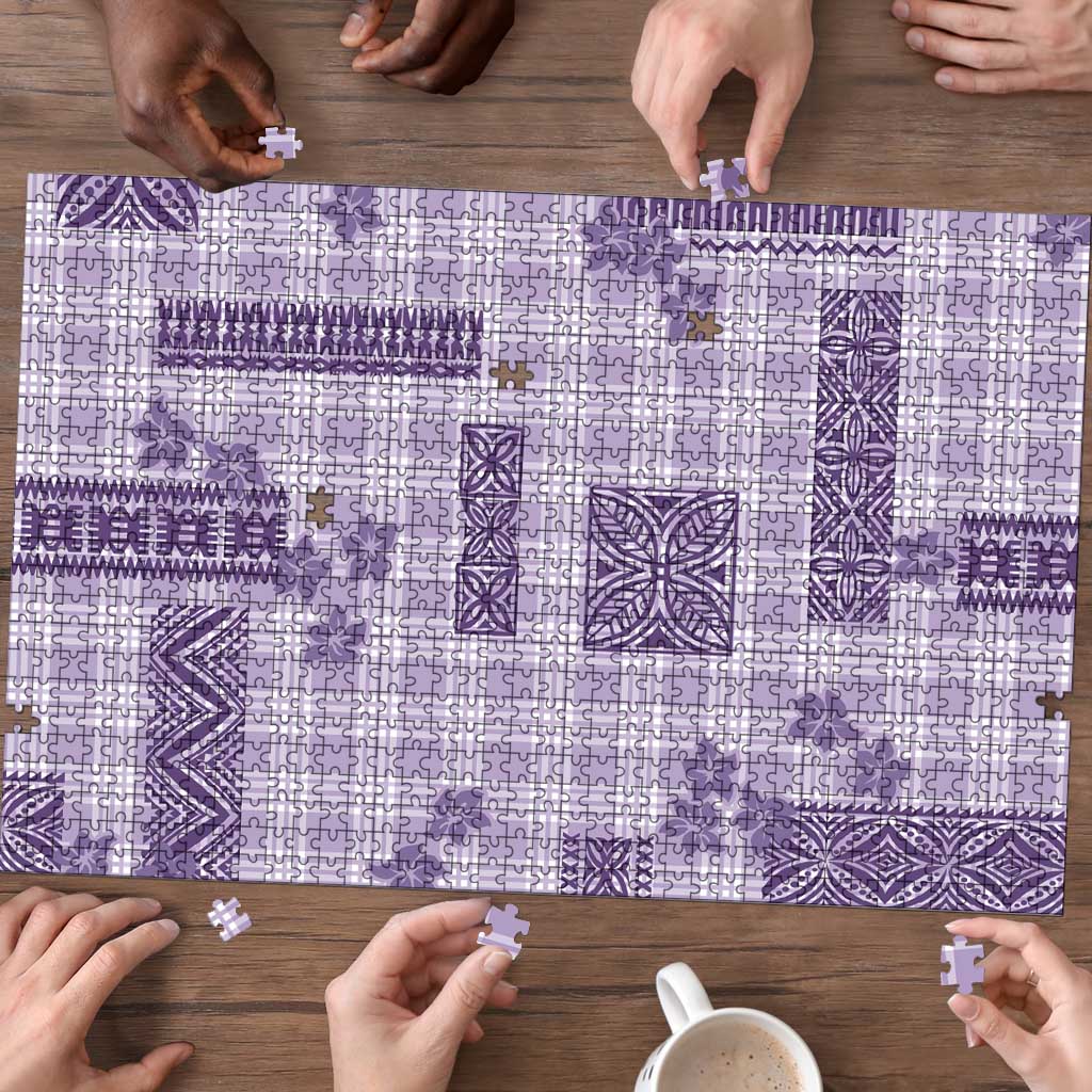 Hawaiian Quilt Tapa On Lilac Palaka Motifs Puzzle LT7 - Polynesian Pride