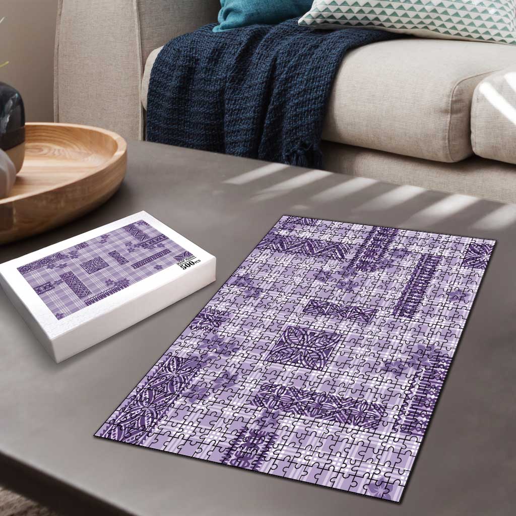 Hawaiian Quilt Tapa On Lilac Palaka Motifs Puzzle LT7 - Polynesian Pride