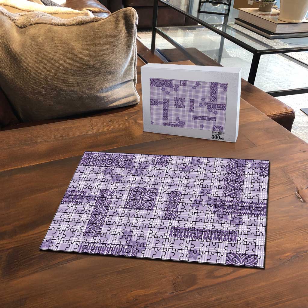 Hawaiian Quilt Tapa On Lilac Palaka Motifs Puzzle LT7 - Polynesian Pride