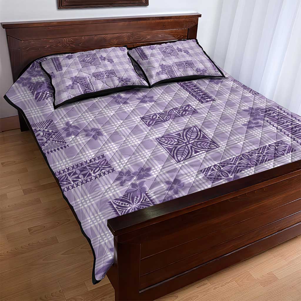 Hawaiian Quilt Tapa On Lilac Palaka Motifs Quilt Bed Set LT7 - Polynesian Pride