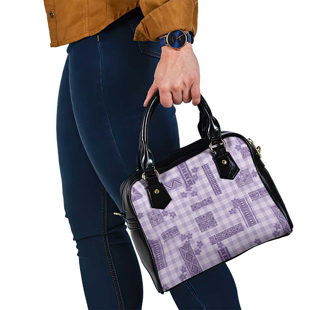 Hawaiian Quilt Tapa On Lilac Palaka Motifs Shoulder Handbag LT7 - Polynesian Pride