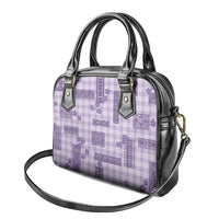 Hawaiian Quilt Tapa On Lilac Palaka Motifs Shoulder Handbag LT7 - Polynesian Pride