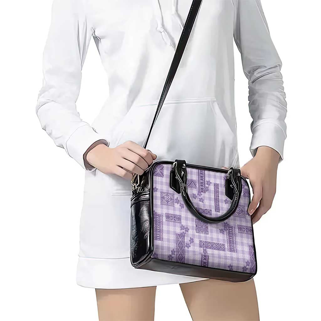 Hawaiian Quilt Tapa On Lilac Palaka Motifs Shoulder Handbag LT7 - Polynesian Pride