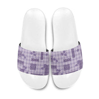 Hawaiian Quilt Tapa On Lilac Palaka Motifs Slide Sandals LT7 Lilac - Polynesian Pride