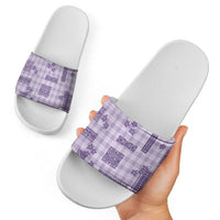 Hawaiian Quilt Tapa On Lilac Palaka Motifs Slide Sandals LT7 - Polynesian Pride