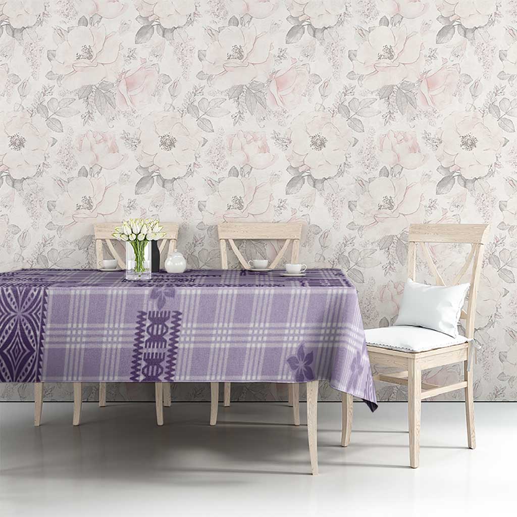 Hawaiian Quilt Tapa On Lilac Palaka Motifs Tablecloth LT7 - Polynesian Pride