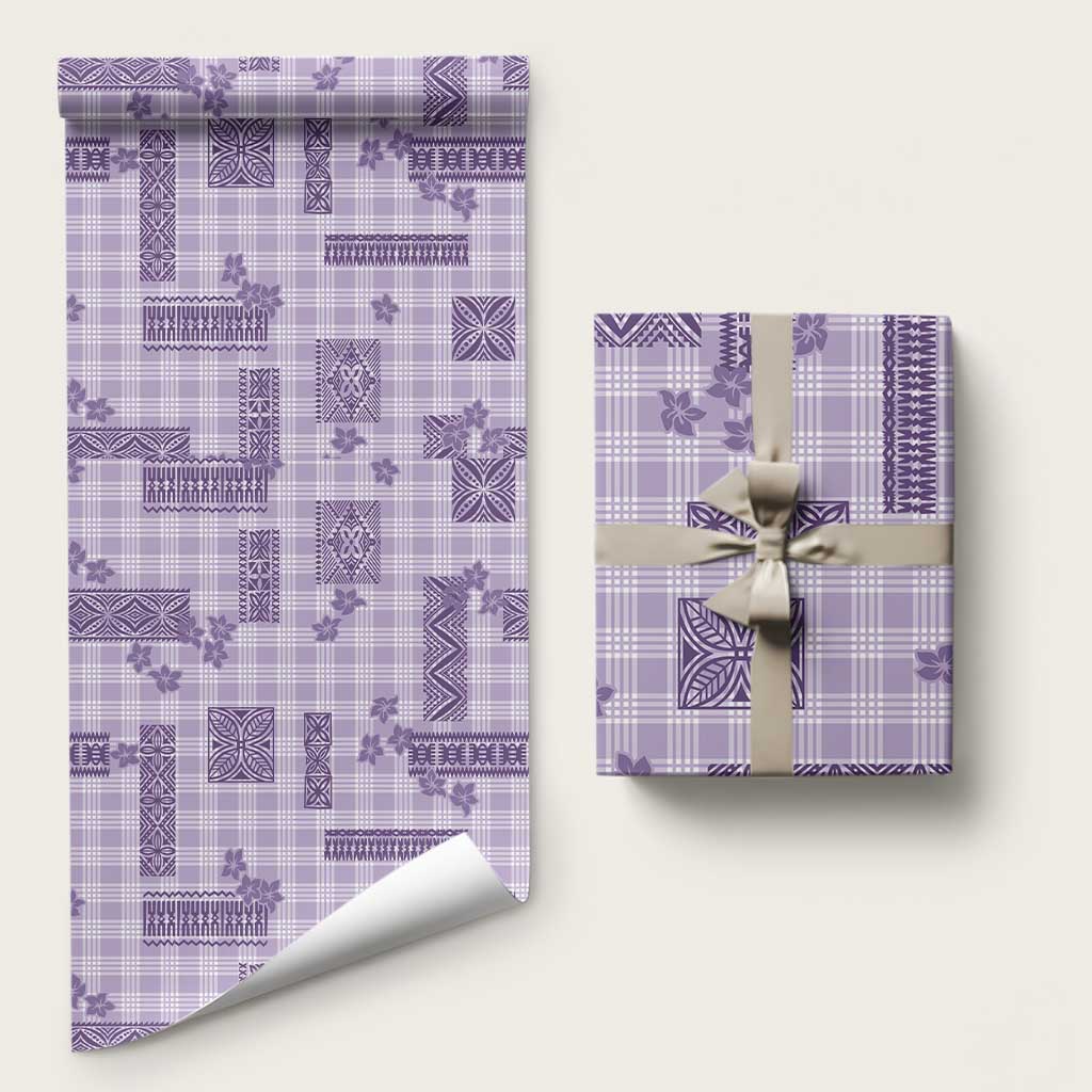 Hawaiian Quilt Tapa On Lilac Palaka Motifs Wrapping Paper LT7 58" × 23" Lilac - Polynesian Pride