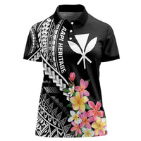 AAPI Heritage Month Women Polo Shirt Kanaka Hawaii Plumeria LT7 Female Black - Polynesian Pride