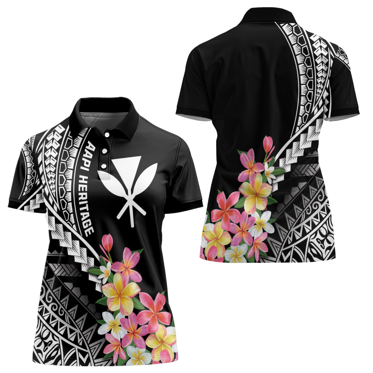 AAPI Heritage Month Women Polo Shirt Kanaka Hawaii Plumeria LT7 - Polynesian Pride