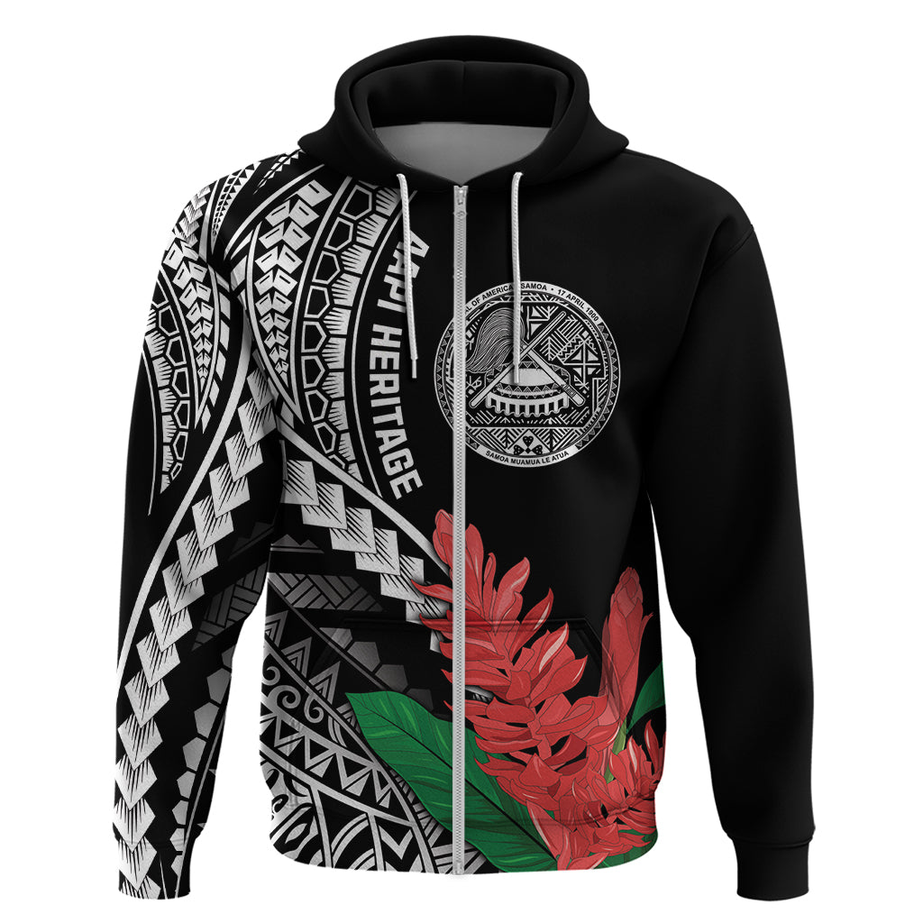 AAPI Heritage Month Zip Hoodie Samoa Teuila LT7 Zip Hoodie Black - Polynesian Pride