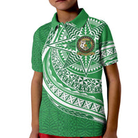 Tonga Liahona High School Personalized Kid Polo Shirt Ngatu Tokelaufeletoa Motifs LT7 Kid Green - Polynesian Pride