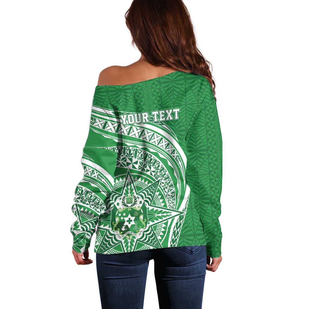 Tonga Liahona High School Personalized Off Shoulder Sweater Ngatu Tokelaufeletoa Motifs LT7 - Polynesian Pride