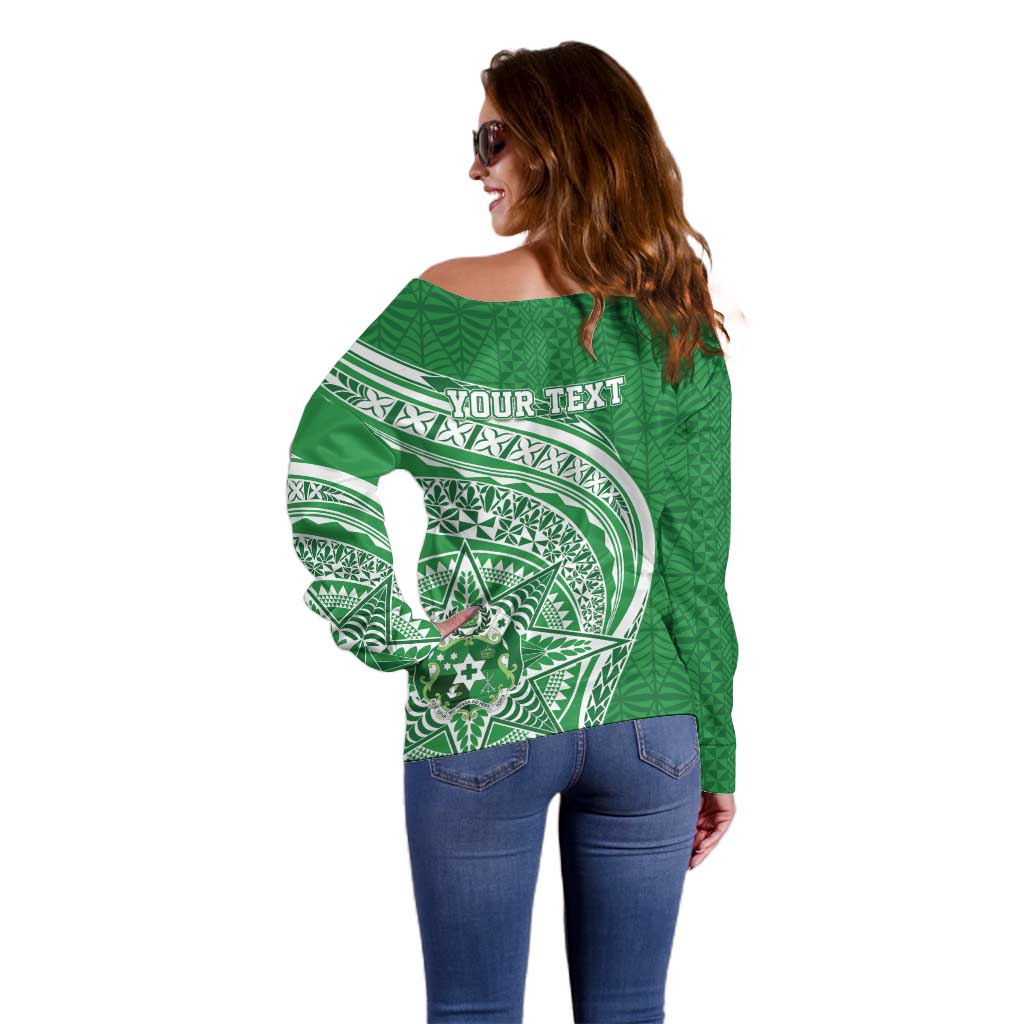 Tonga Liahona High School Personalized Off Shoulder Sweater Ngatu Tokelaufeletoa Motifs LT7 - Polynesian Pride