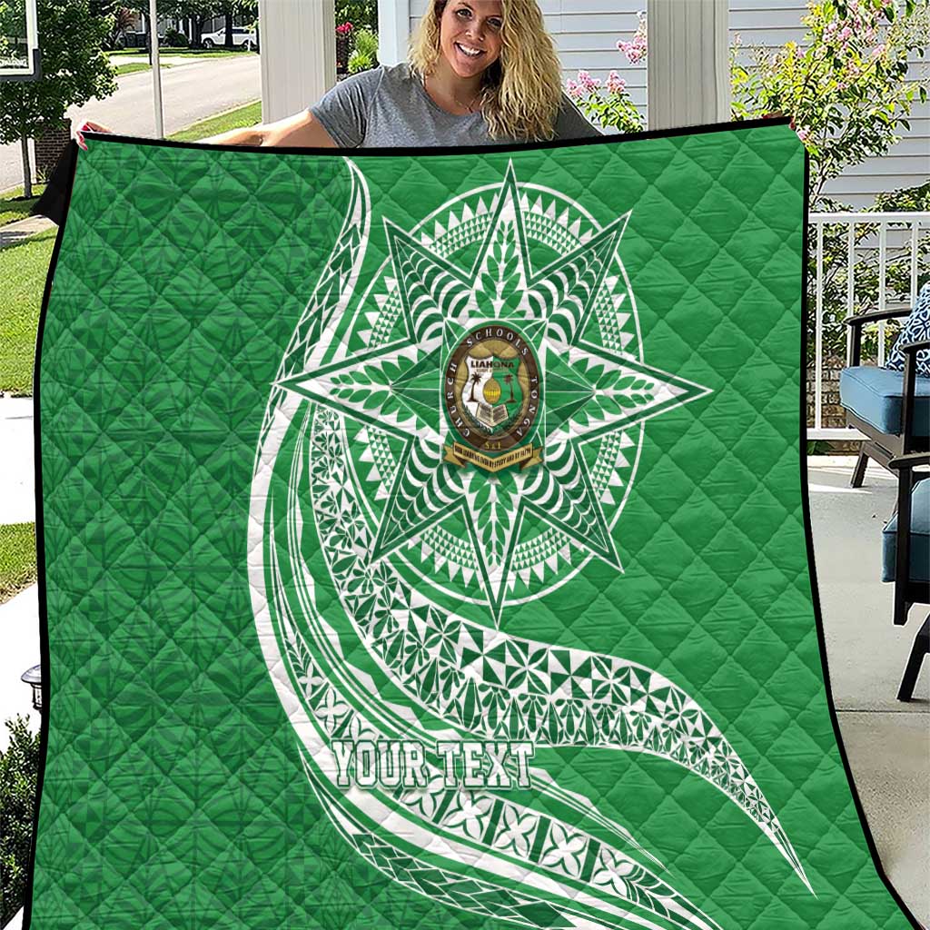 Tonga Liahona High School Personalized Quilt Ngatu Tokelaufeletoa Motifs LT7 Green - Polynesian Pride