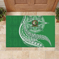 Tonga Liahona High School Personalized Rubber Doormat Ngatu Tokelaufeletoa Motifs LT7 Green - Polynesian Pride