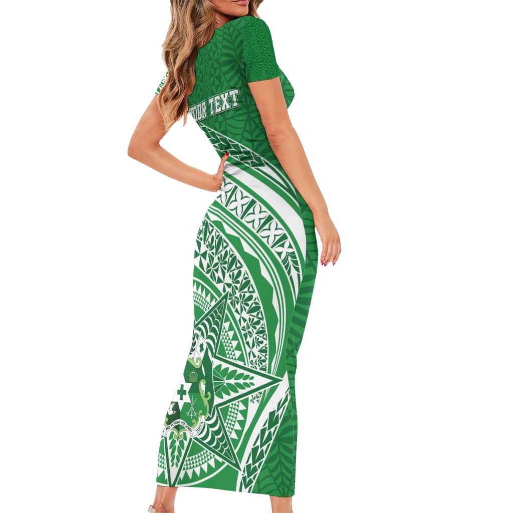 Tonga Liahona High School Personalized Short Sleeve Bodycon Dress Ngatu Tokelaufeletoa Motifs LT7 - Polynesian Pride