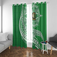 Tonga Liahona High School Personalized Window Curtain Ngatu Tokelaufeletoa Motifs LT7 With Grommets Green - Polynesian Pride