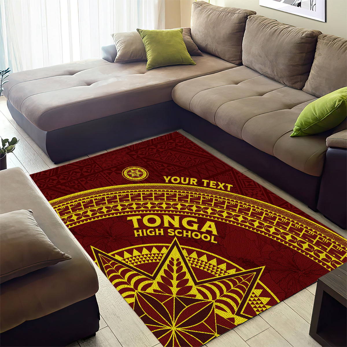Tonga High School Area Rug THS Anniversary Ngatu Motif LT7 - Polynesian Pride