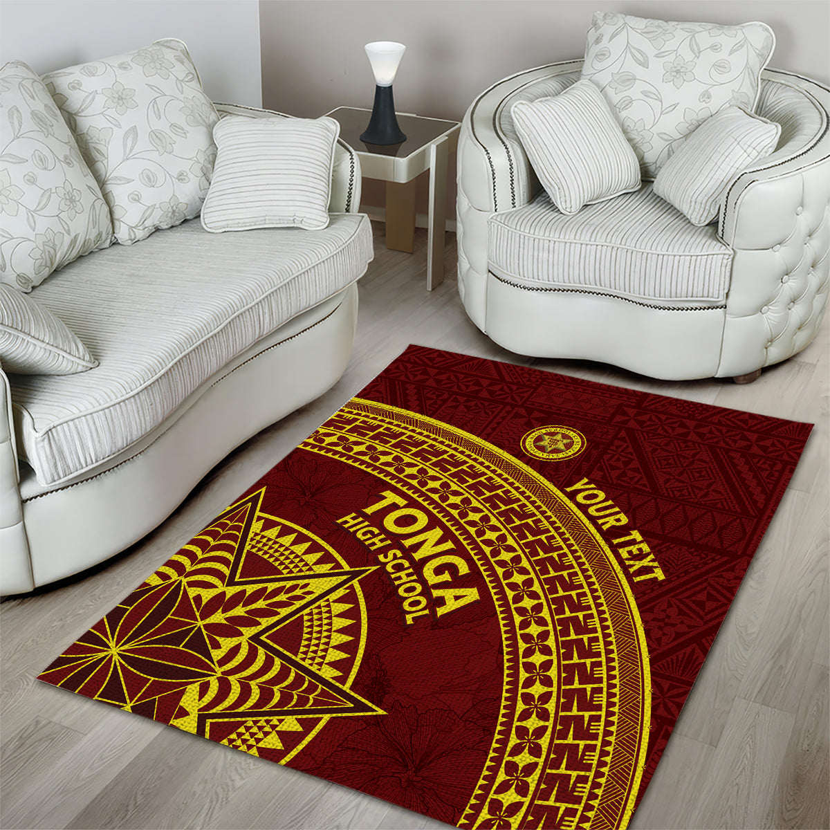 Tonga High School Area Rug THS Anniversary Ngatu Motif LT7 - Polynesian Pride