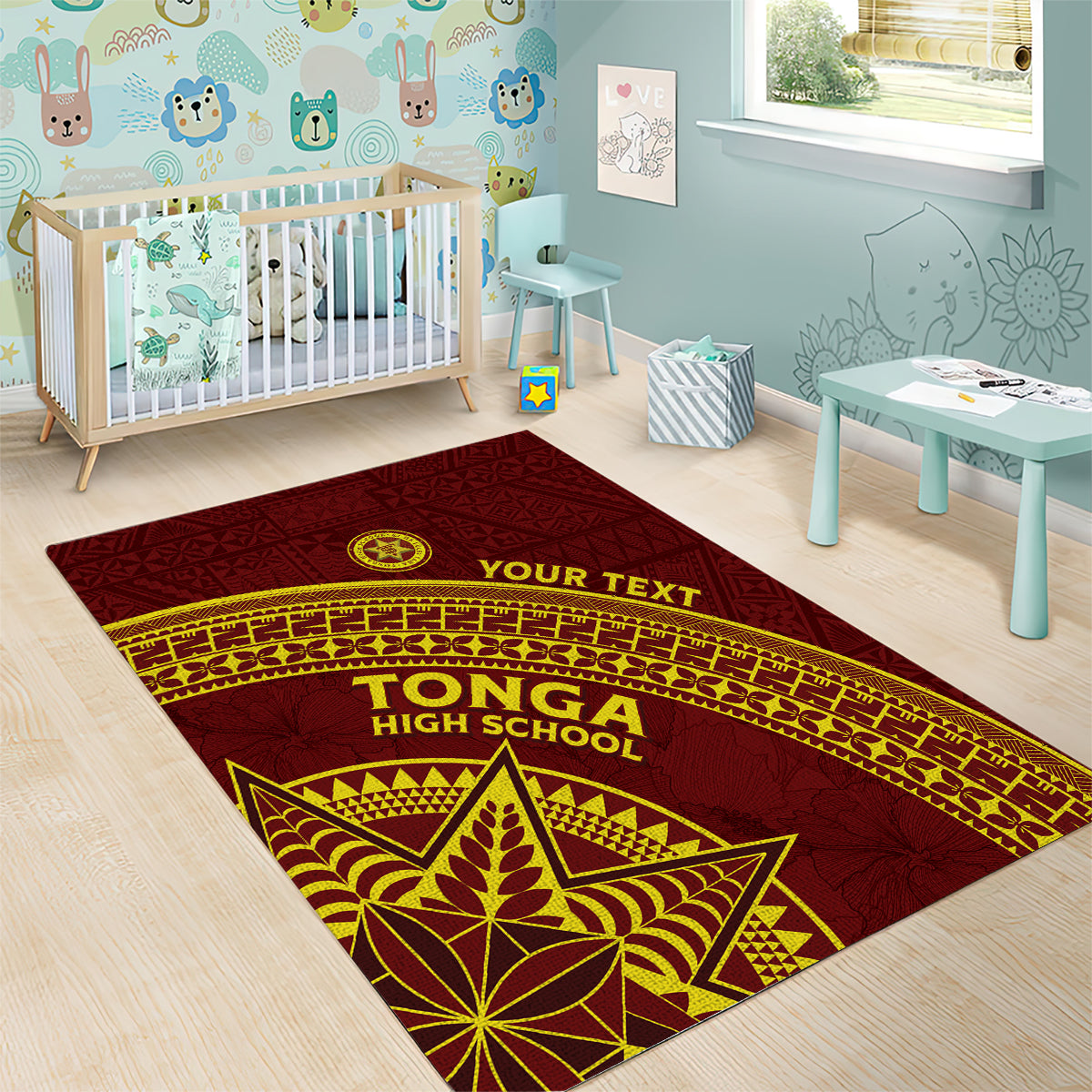 Tonga High School Area Rug THS Anniversary Ngatu Motif LT7 - Polynesian Pride