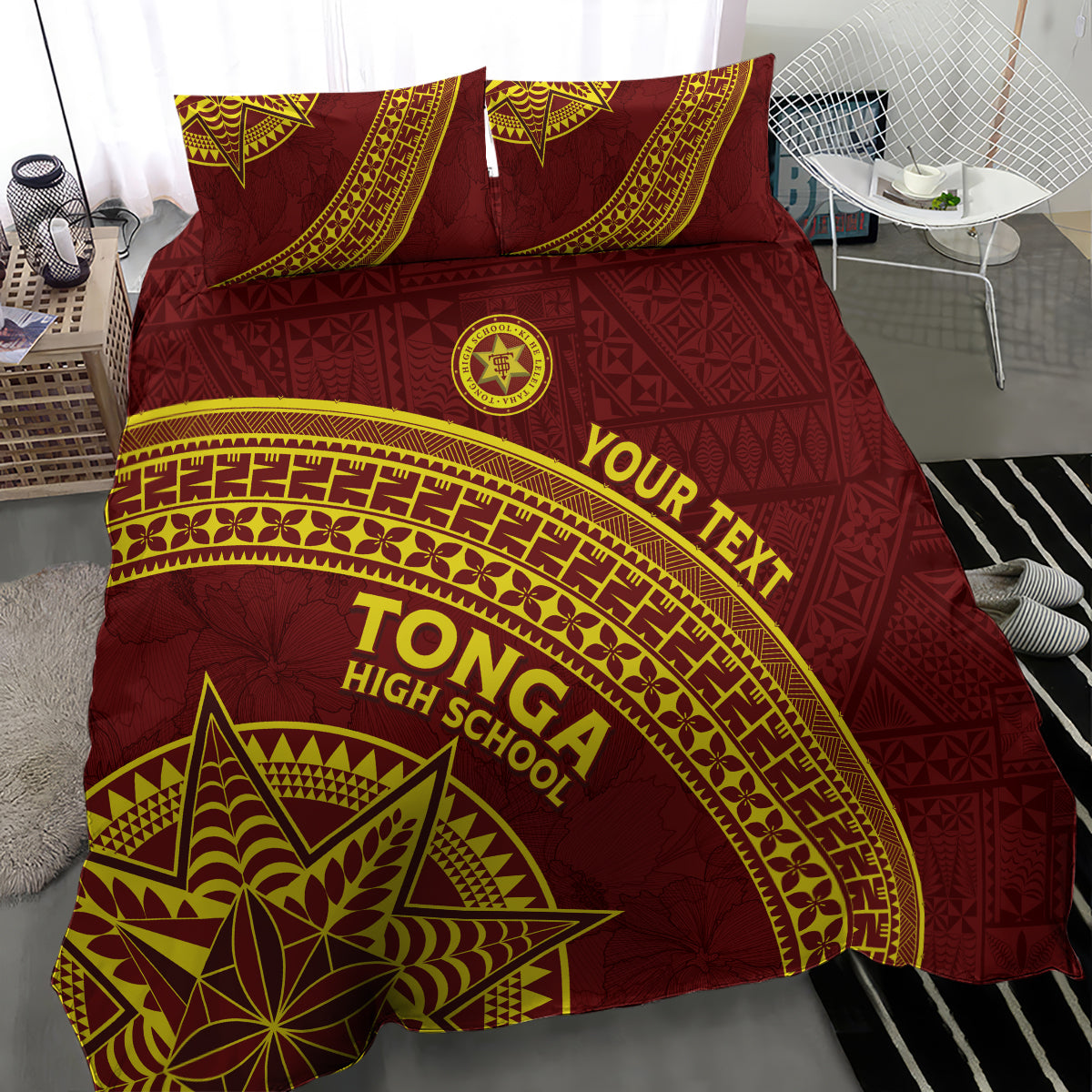 Tonga High School Bedding Set THS Anniversary Ngatu Motif LT7 - Polynesian Pride